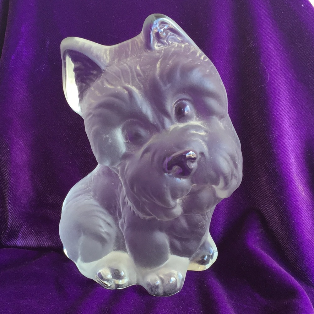 Handmade Frosted Glass Figurine of Terrier by Viking